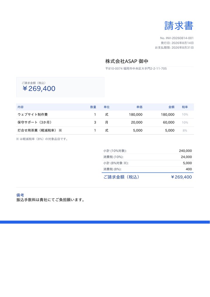 個性のある請求書